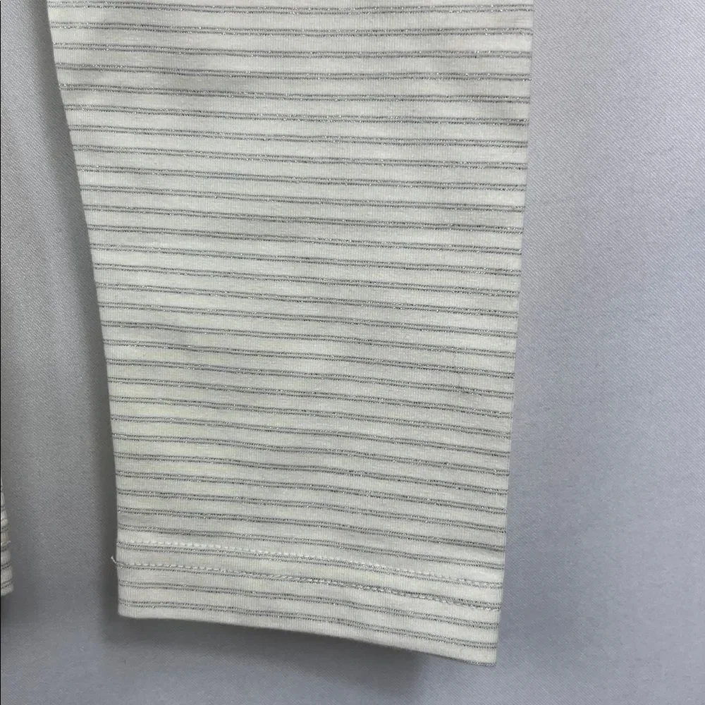 Tea Collection Cream and metallic silver striped leggings New size 6